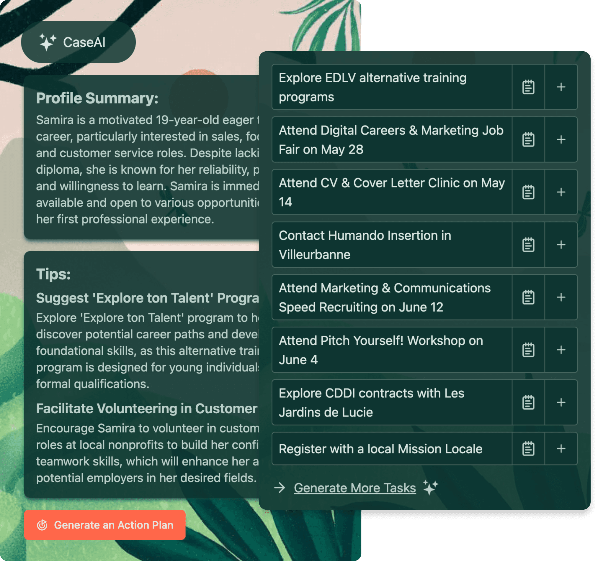 CaseAI Generate,action plans image