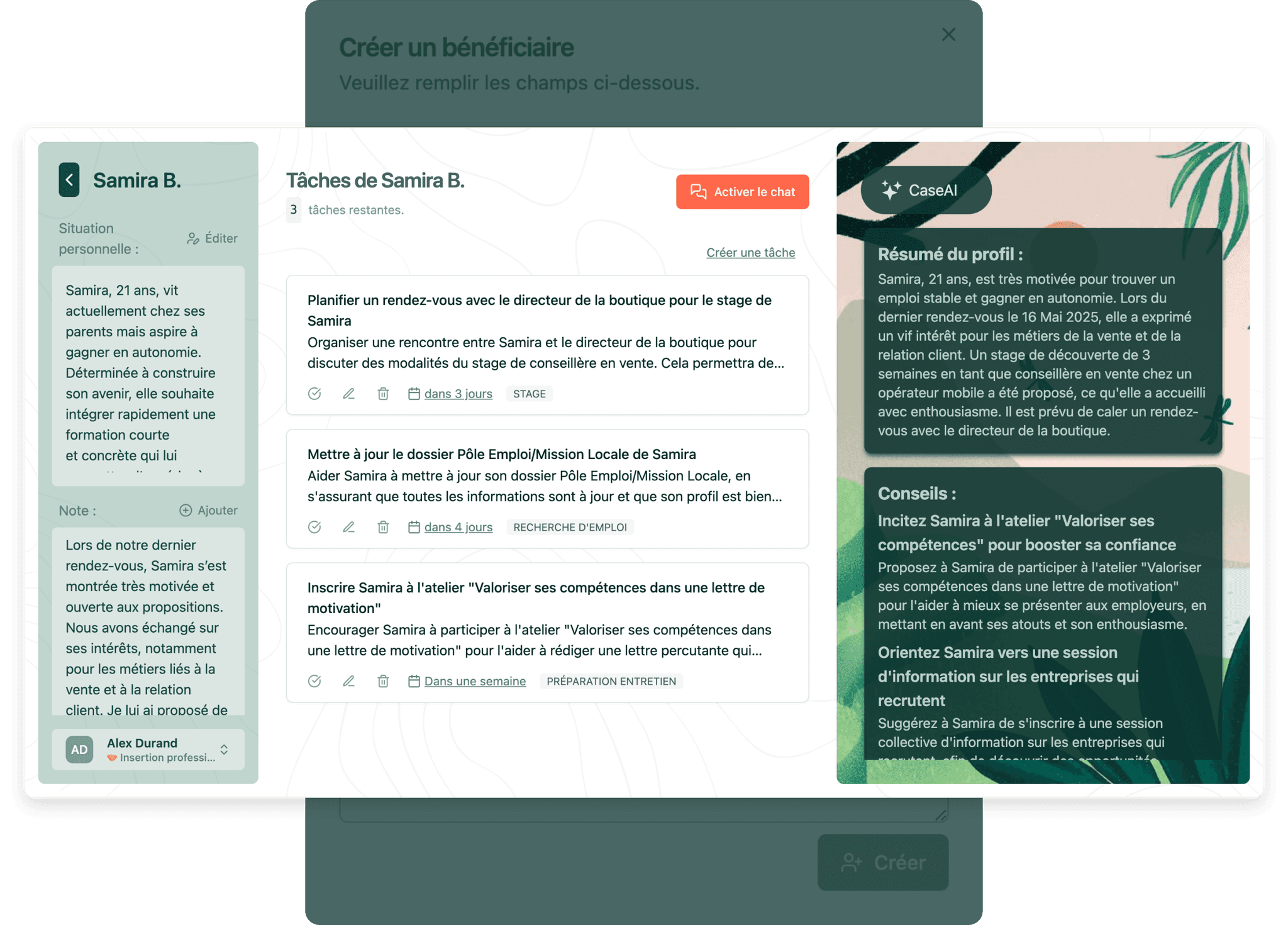 CaseAI Gérer un,bénéficiaire image